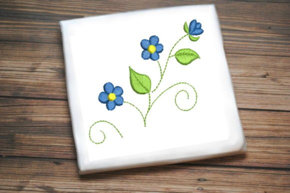 Cute Blue Flowers Leaves Embroidery Review
