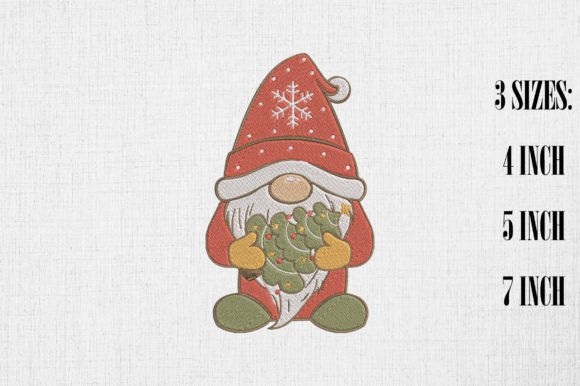Cute Gnome Holding Christmas Tree Embroidery Review