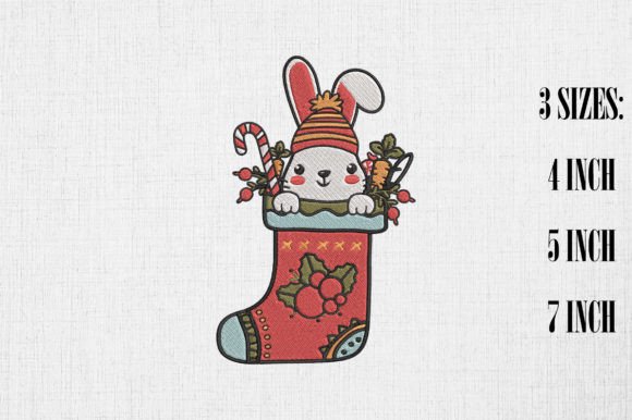 Cute Rabbit Bunny in Christmas Sock